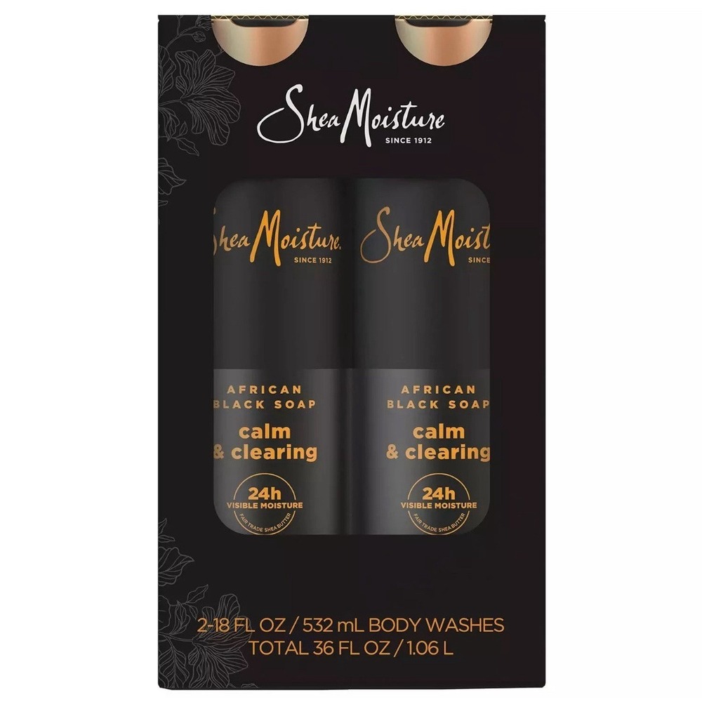 Shea Moisture African Black Soap Calm and Clearing Body Wash, 18 oz., 2pk.